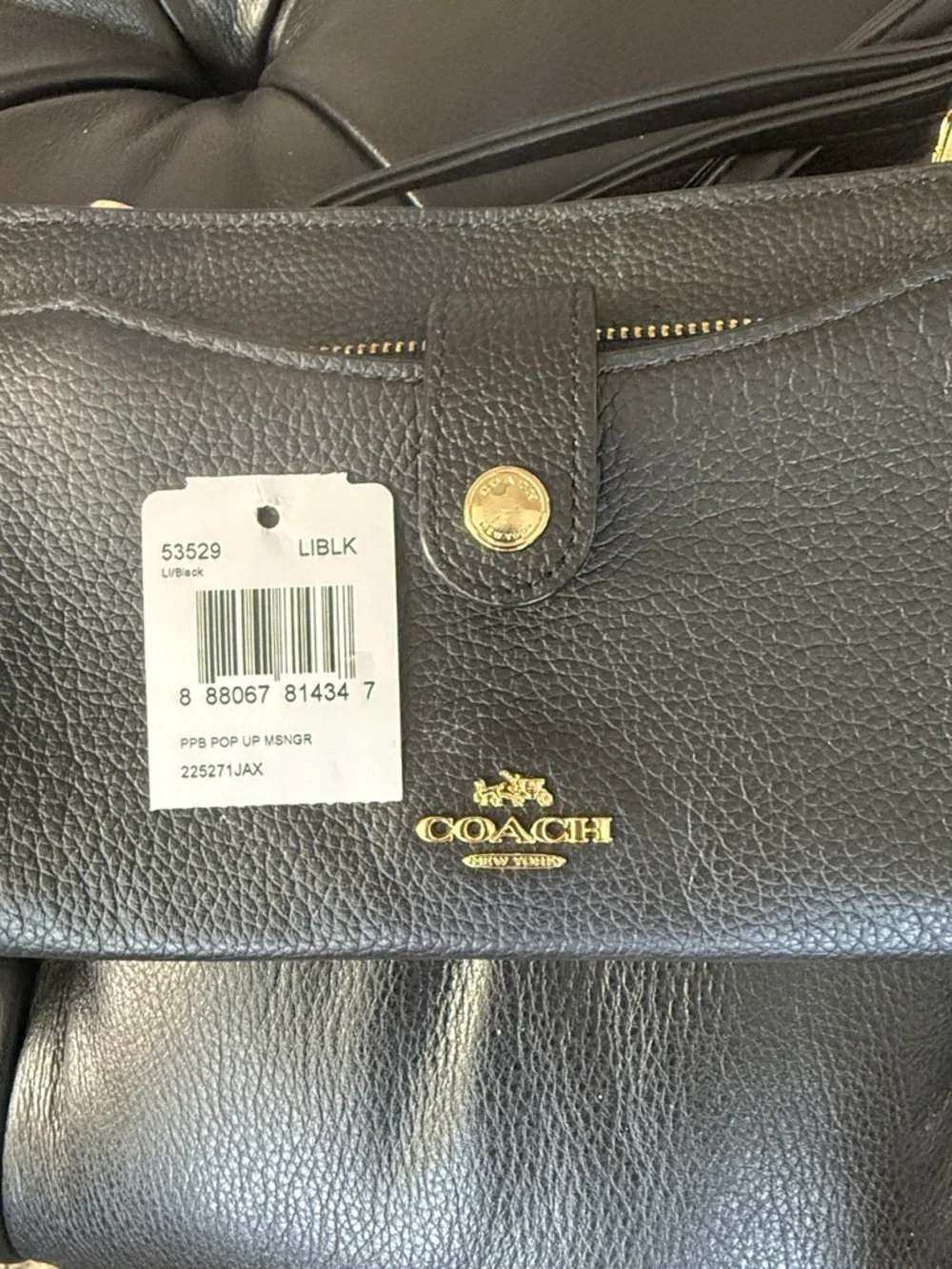 Coach Black Pebbled Leather Gold-Tone Crossbody Wallet - Picture 3 of 7